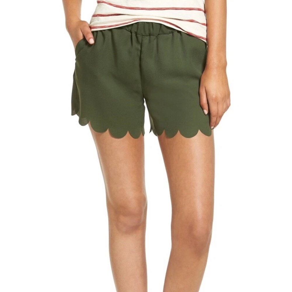 Madewell High Waist Scalloped Hem Shorts - Green